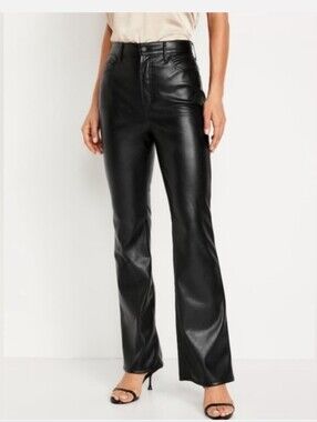 Old Navy Black Faux Leather Boot-Cut Pants